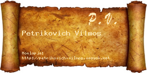 Petrikovich Vilmos névjegykártya